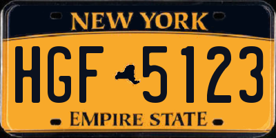NY license plate HGF5123