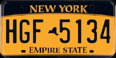 NY license plate HGF5134