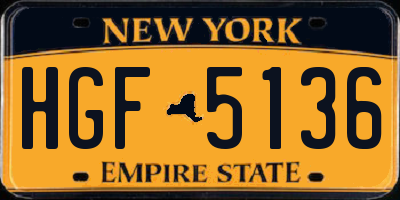 NY license plate HGF5136