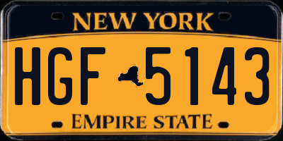 NY license plate HGF5143