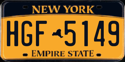 NY license plate HGF5149