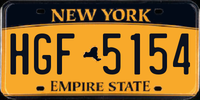 NY license plate HGF5154