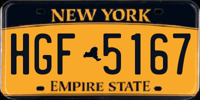 NY license plate HGF5167