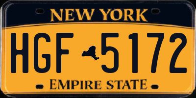 NY license plate HGF5172