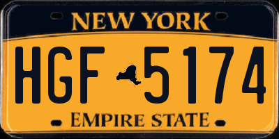 NY license plate HGF5174