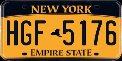 NY license plate HGF5176