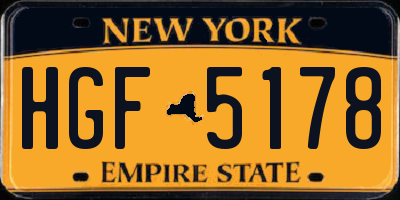 NY license plate HGF5178