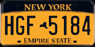 NY license plate HGF5184