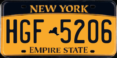 NY license plate HGF5206