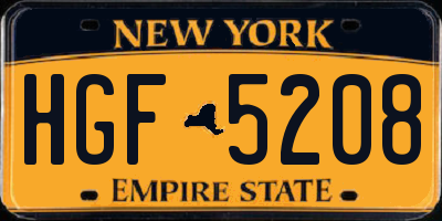 NY license plate HGF5208