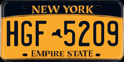 NY license plate HGF5209