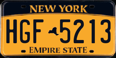NY license plate HGF5213