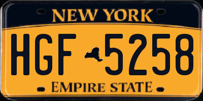 NY license plate HGF5258