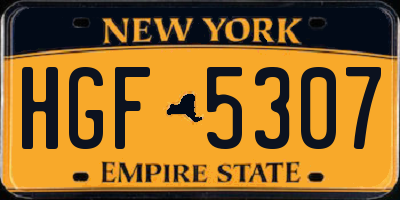 NY license plate HGF5307