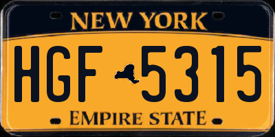 NY license plate HGF5315