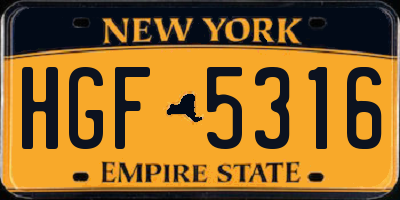 NY license plate HGF5316