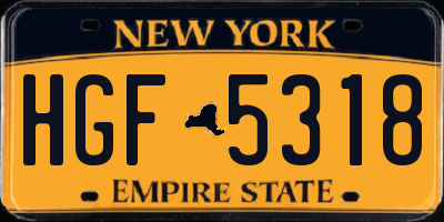 NY license plate HGF5318