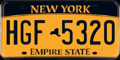 NY license plate HGF5320