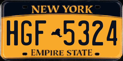 NY license plate HGF5324