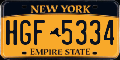 NY license plate HGF5334