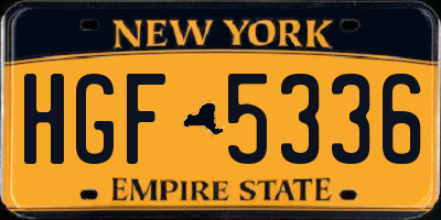 NY license plate HGF5336