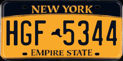 NY license plate HGF5344