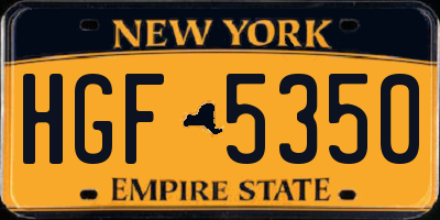 NY license plate HGF5350