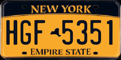 NY license plate HGF5351