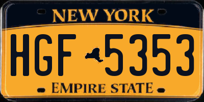 NY license plate HGF5353