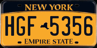 NY license plate HGF5356