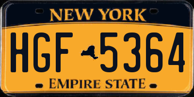 NY license plate HGF5364
