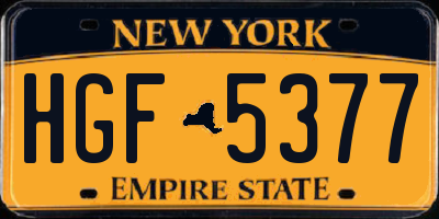 NY license plate HGF5377