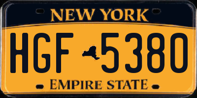 NY license plate HGF5380