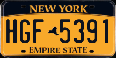 NY license plate HGF5391