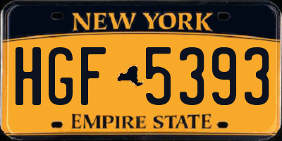 NY license plate HGF5393