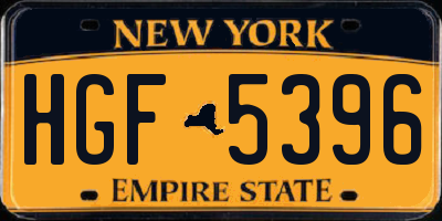 NY license plate HGF5396