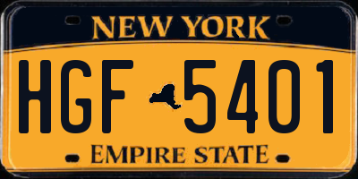 NY license plate HGF5401