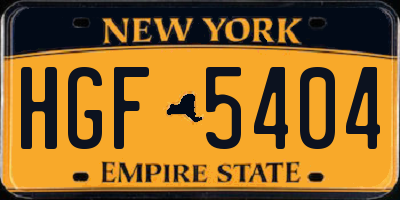NY license plate HGF5404