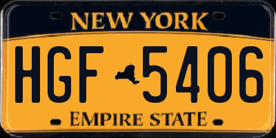 NY license plate HGF5406