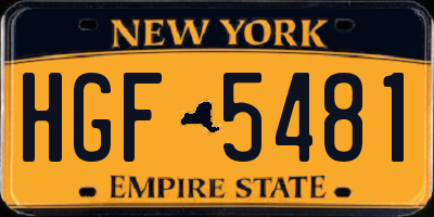 NY license plate HGF5481