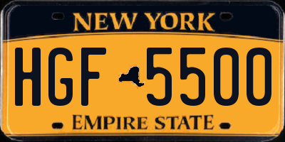 NY license plate HGF5500