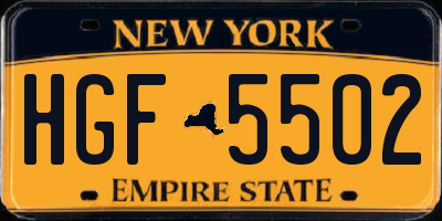NY license plate HGF5502
