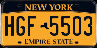 NY license plate HGF5503