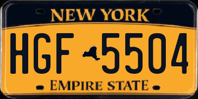 NY license plate HGF5504