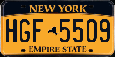 NY license plate HGF5509