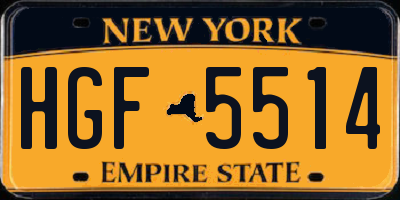 NY license plate HGF5514