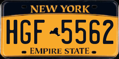 NY license plate HGF5562