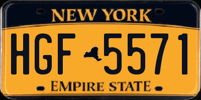 NY license plate HGF5571