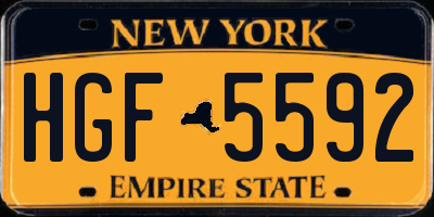 NY license plate HGF5592