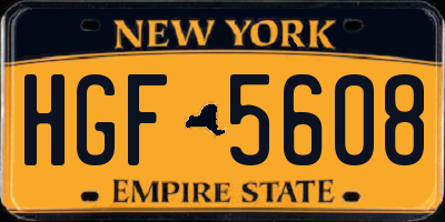 NY license plate HGF5608